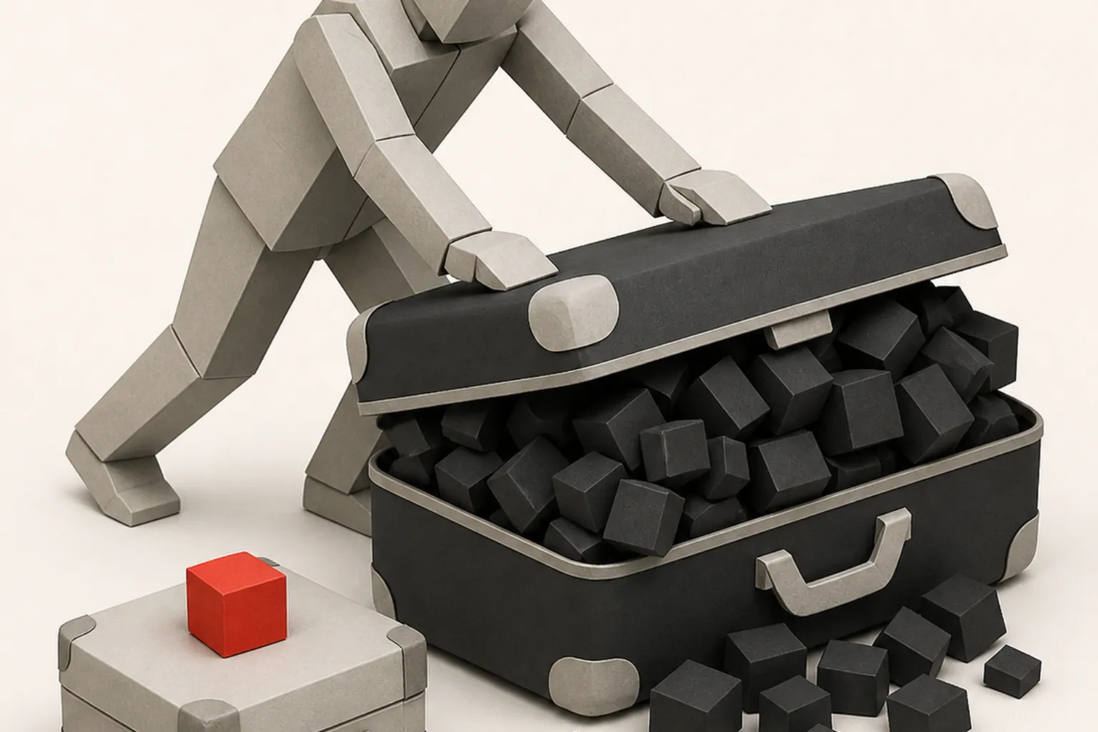 Editorial illustration comparing a focused product journey with an overloaded MVP