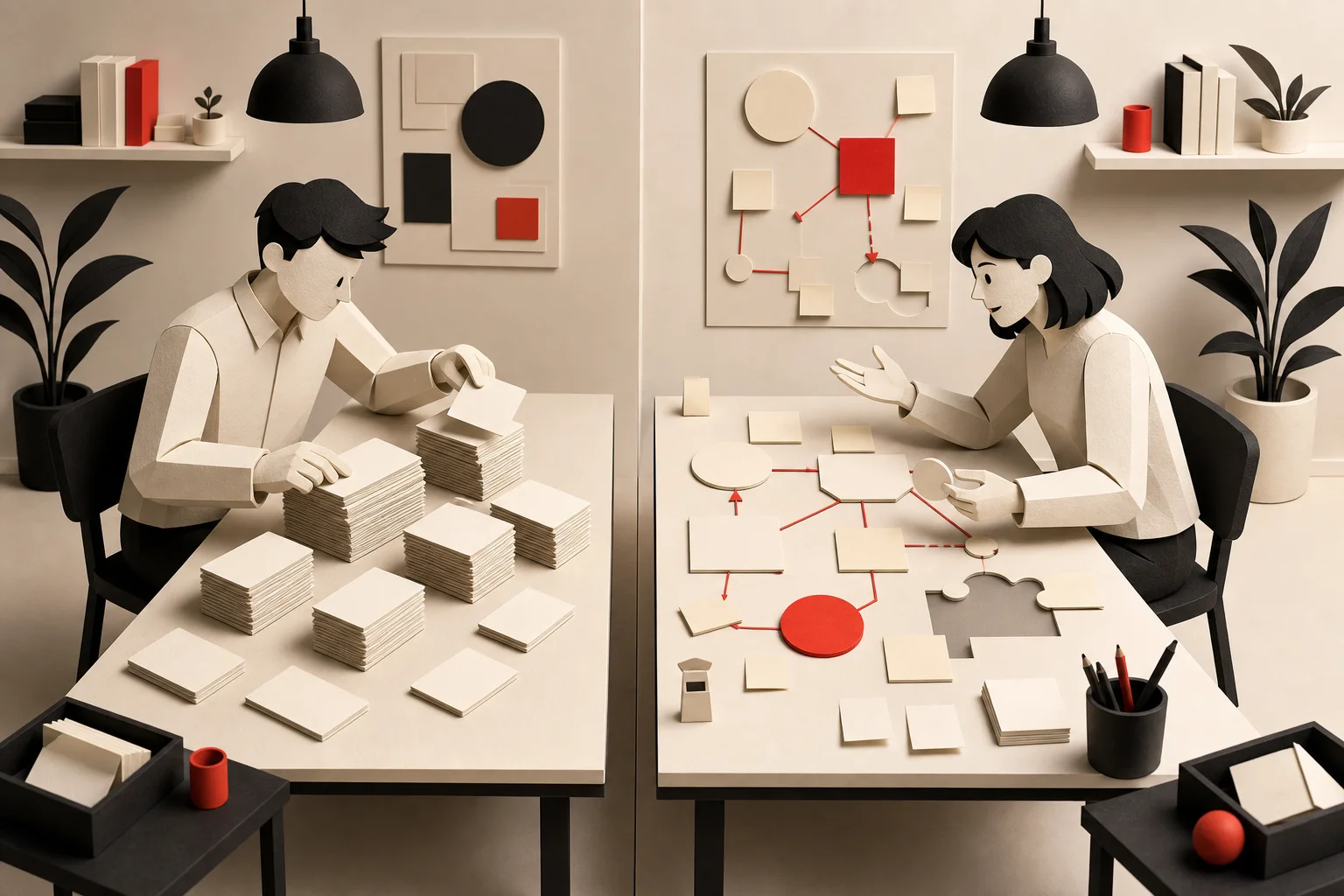 Editorial illustration of an engineering interview focused on ownership