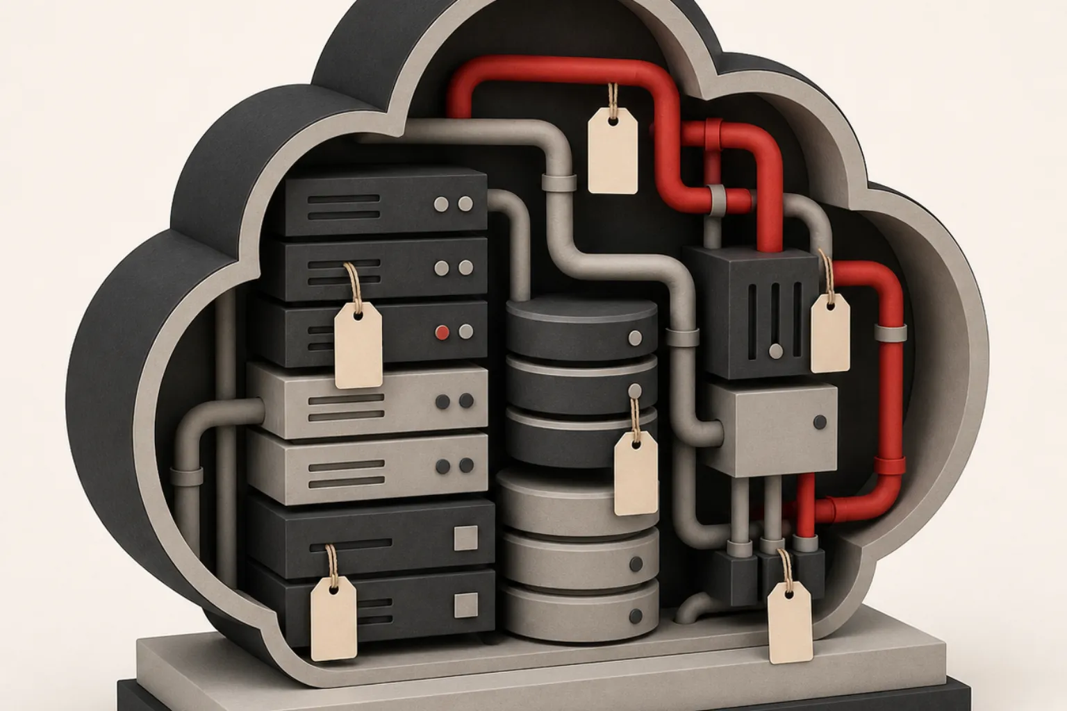 Editorial illustration turning cloud spend into an architecture signal