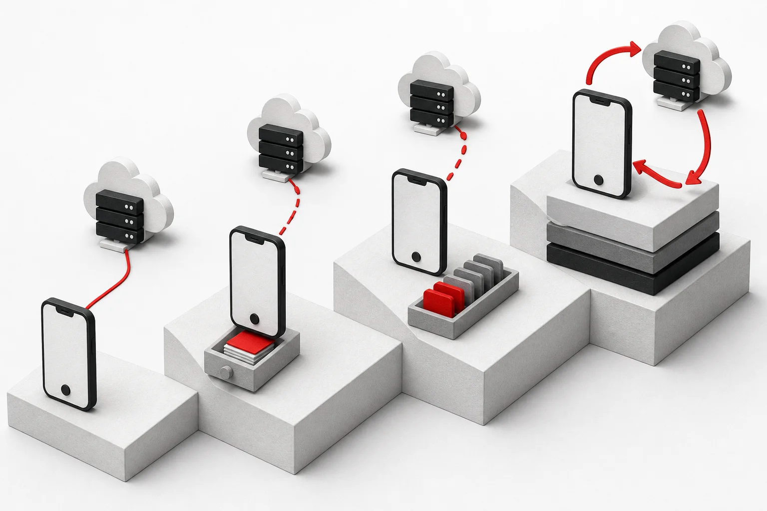 Four-step ladder of increasingly capable offline app behaviour