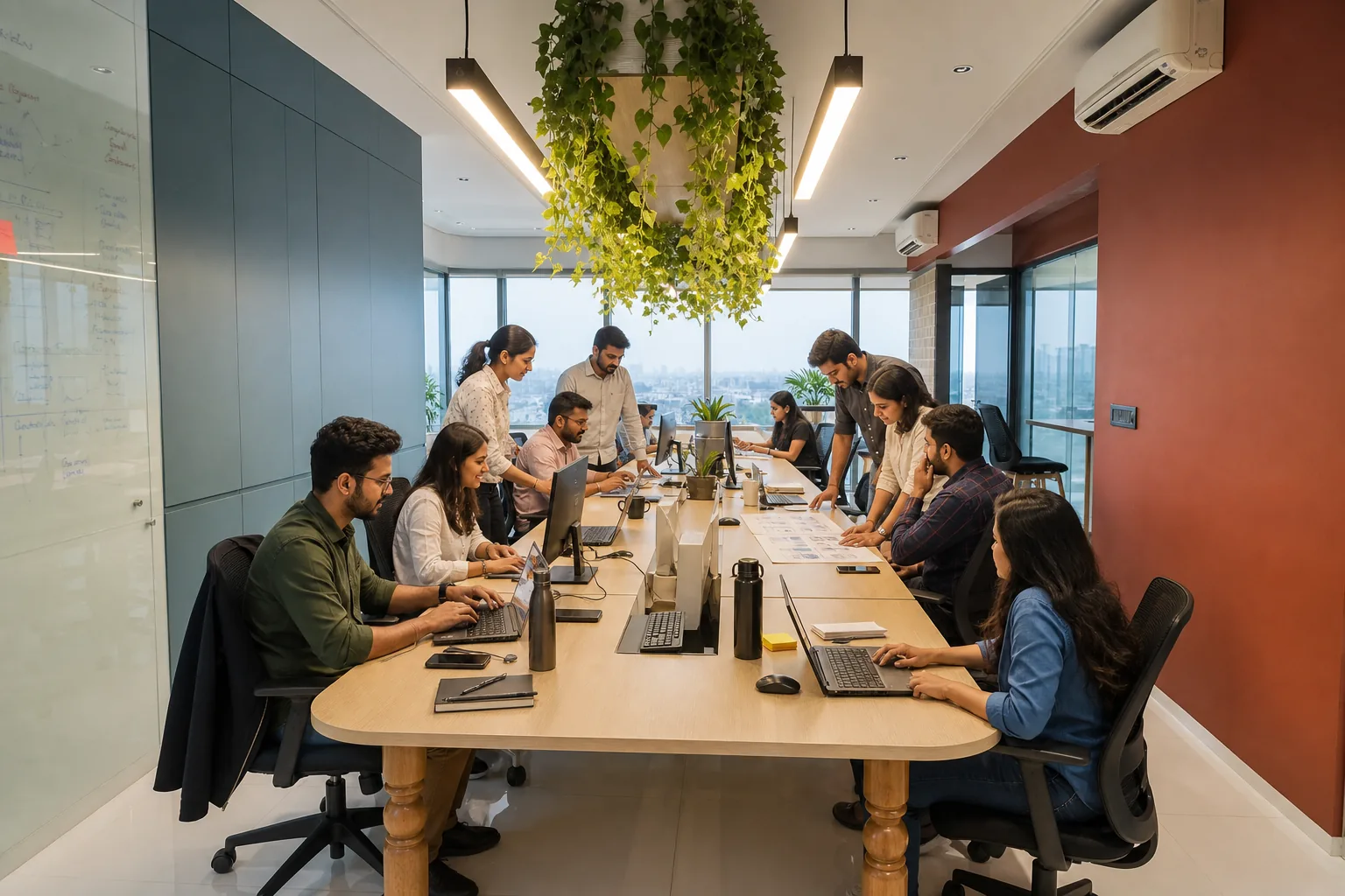 Open-plan Script Lanes engineering office at night